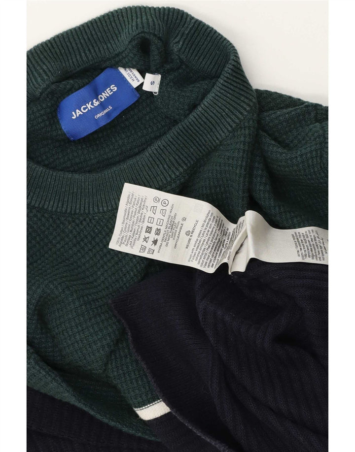 Jack & Jones Mens Crew Neck Jumper Sweater Small Navy Blue Colourblock