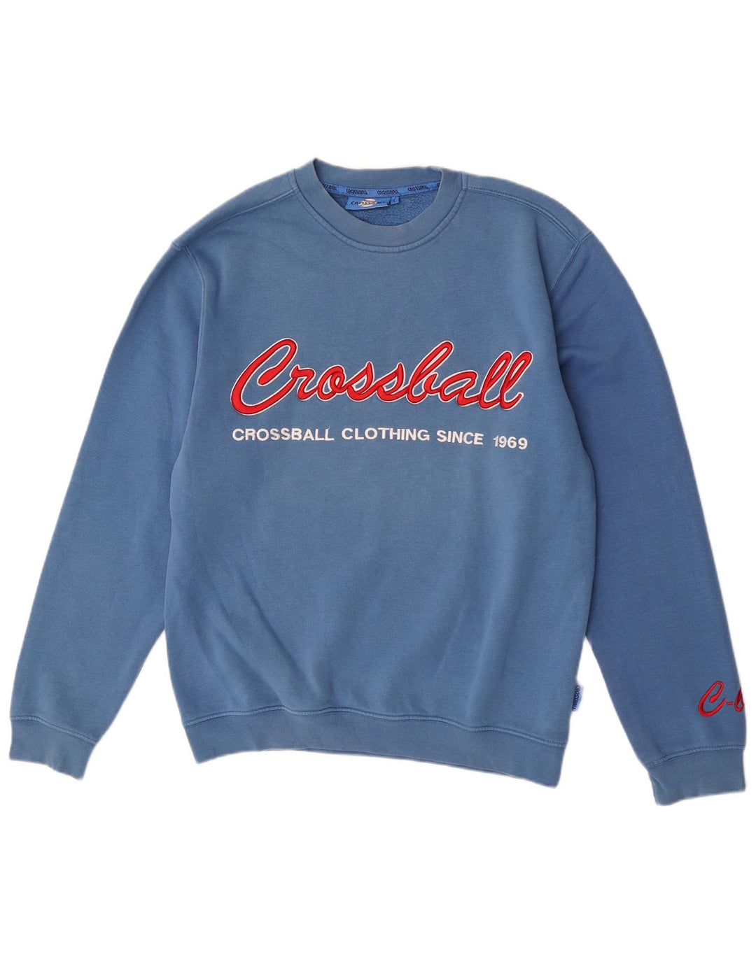 Crossball Mens Graphic Regular Fit Sweatshirt Jumper Large Blue Cotton