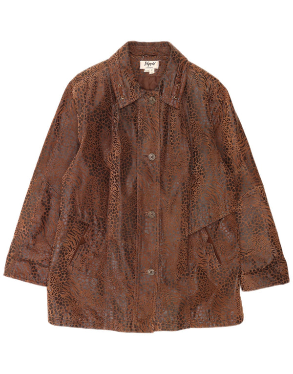 Yuppie Damen Lederjacke UK 18 XL Braun Animal Print