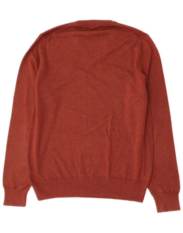 Maglione da uomo Marks & Spencer con scollo a V, cotone marrone medio medio