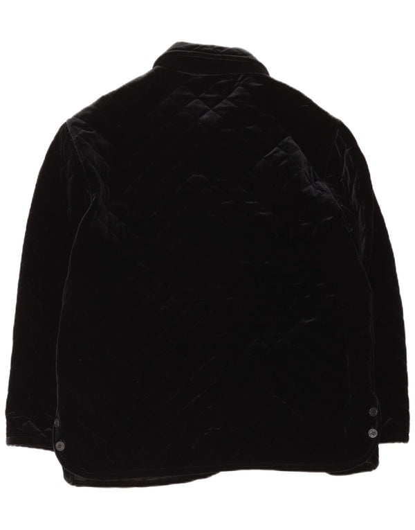 Vintage Womens Velour Quilted Jacket IT 48 XL Black Polyamide