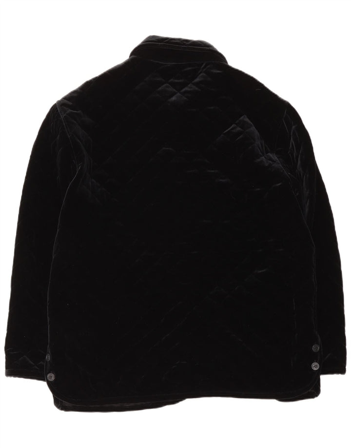 Vintage Womens Velour Quilted Jacket IT 48 XL Black Polyamide