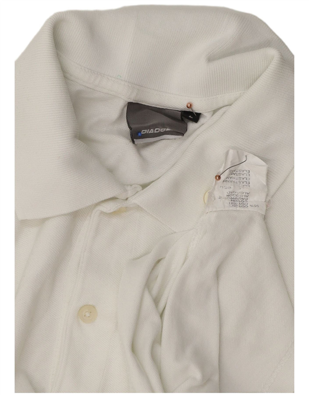 Diadora Mens Polo Shirt Large White Cotton
