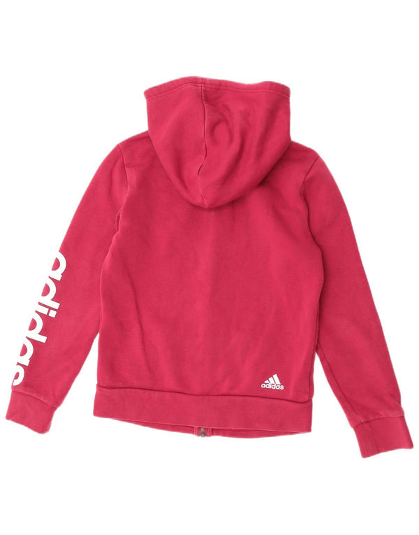 Adidas Womens Graphic Zip Hoodie Sweater UK 8/10 Small Pink Cotton