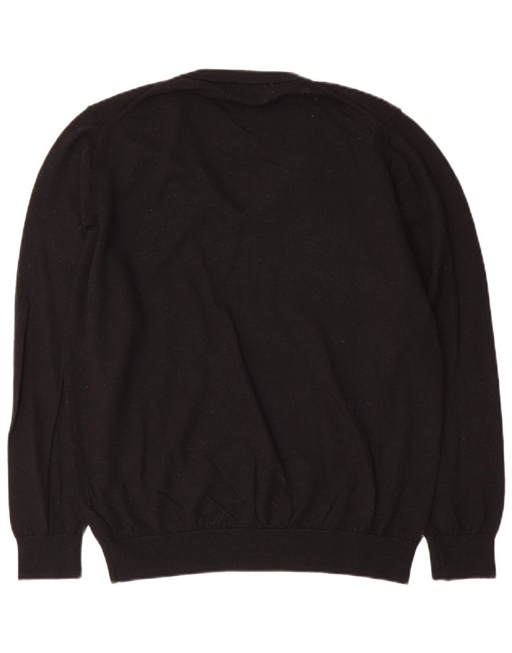 Marks & Spencer Mens V-Neck Jumper Sweater Large Black Wool
