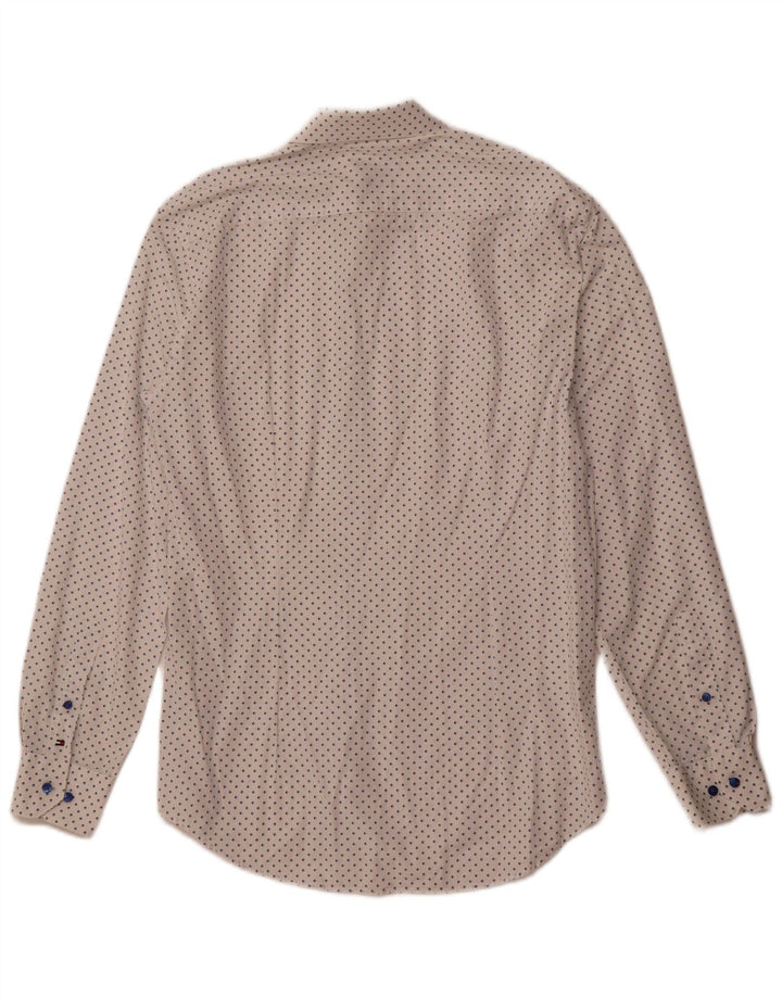 TOMMY HILFIGER Mens Tailored Shirt Size 39 15 1/2 Medium White Geometric