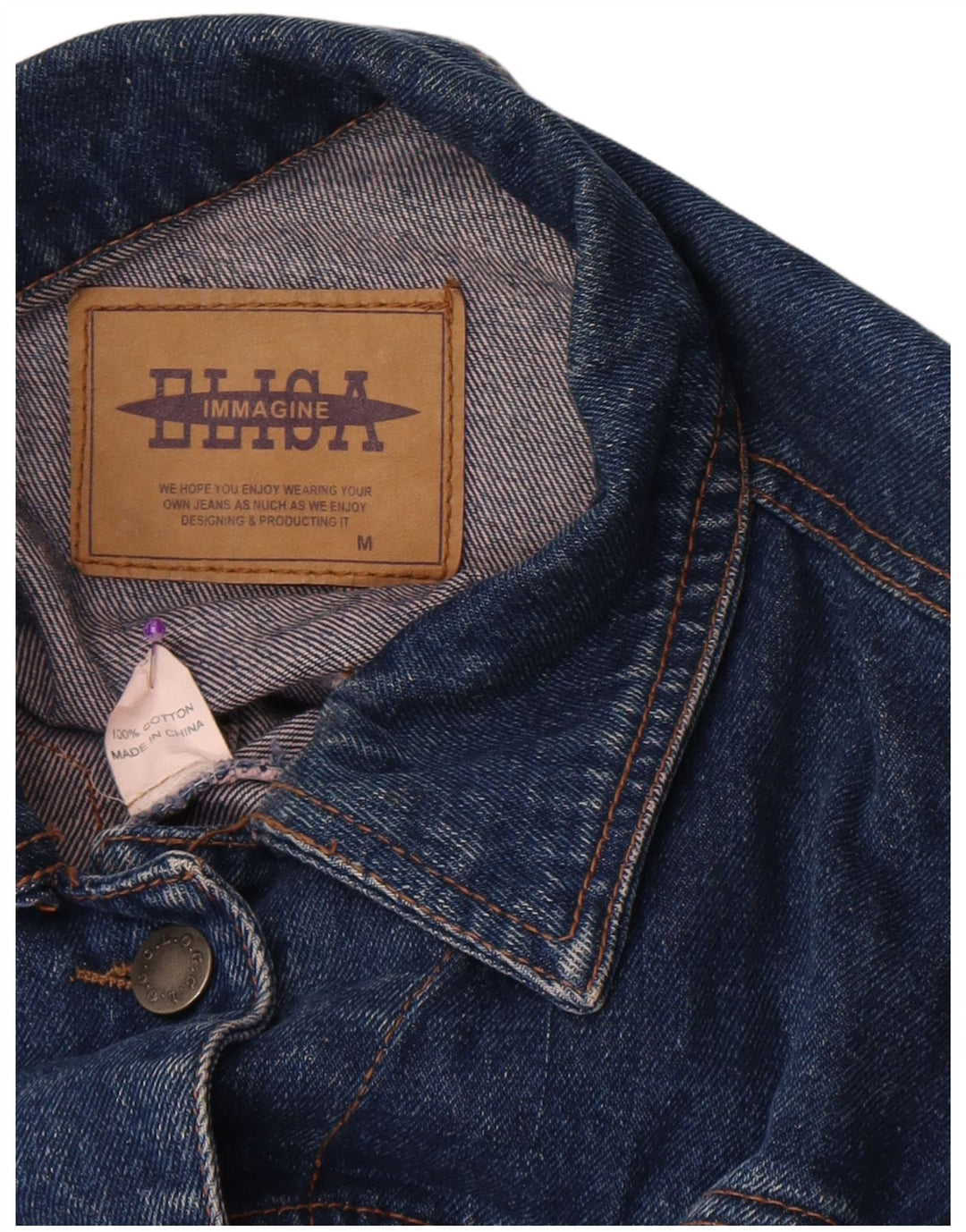 Vintage Womens Crop Denim Jacket UK 14 Medium Blue Cotton
