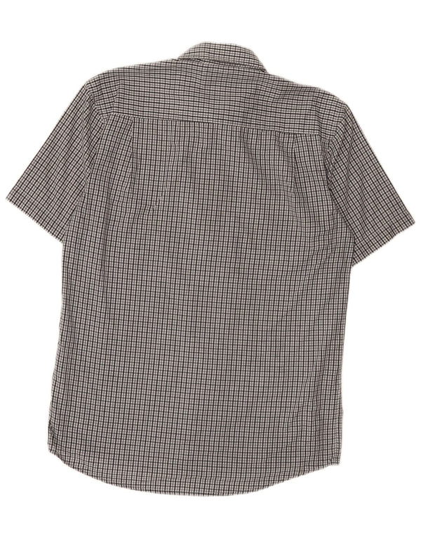 Pierre Cardin Mens Short Sleeve Regular Fit Shirt Small Grey Gingham