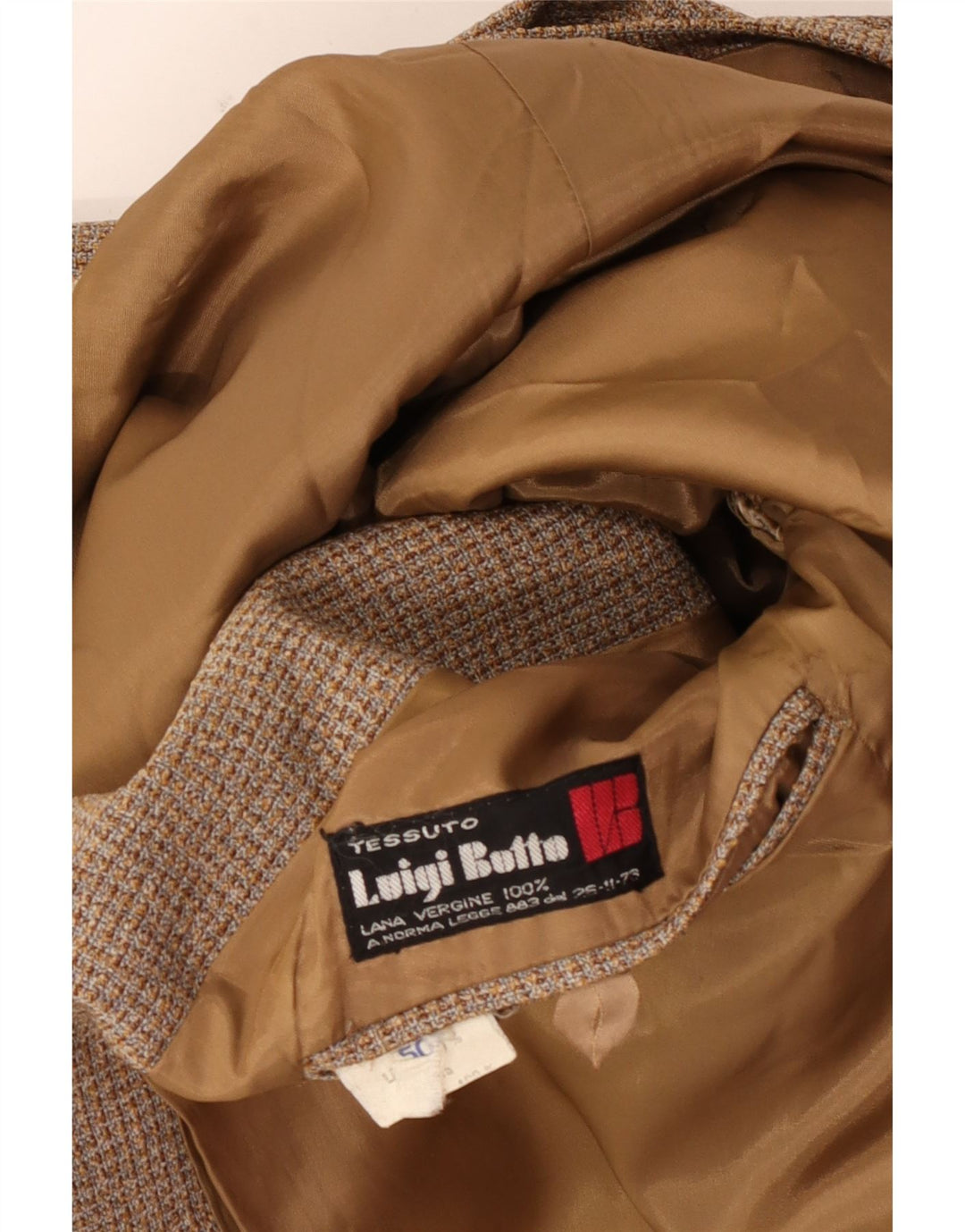 Luigi Botto Mens Double Breasted Blazer Jacket IT 50 Large Brown Wool