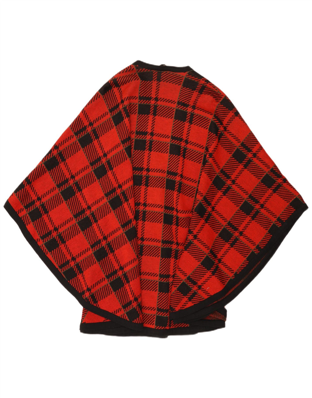 Vintage Womens Cape Cardigan Sweater One Size Red Check Wool