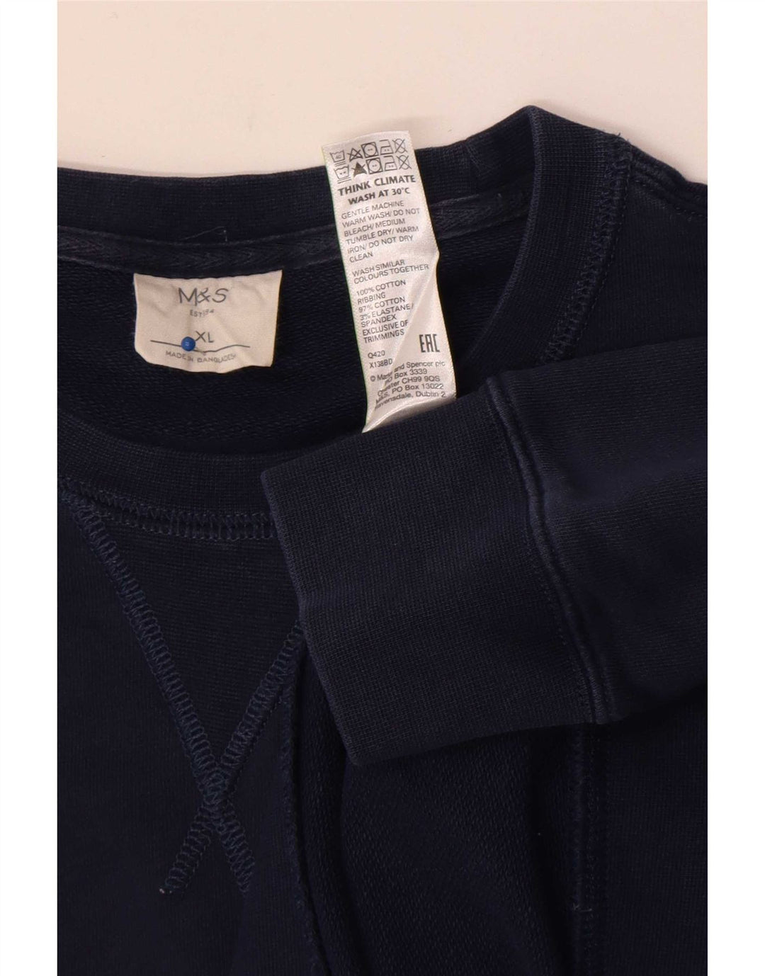Felpa da uomo Marks & Spencer maglione XL cotone blu navy