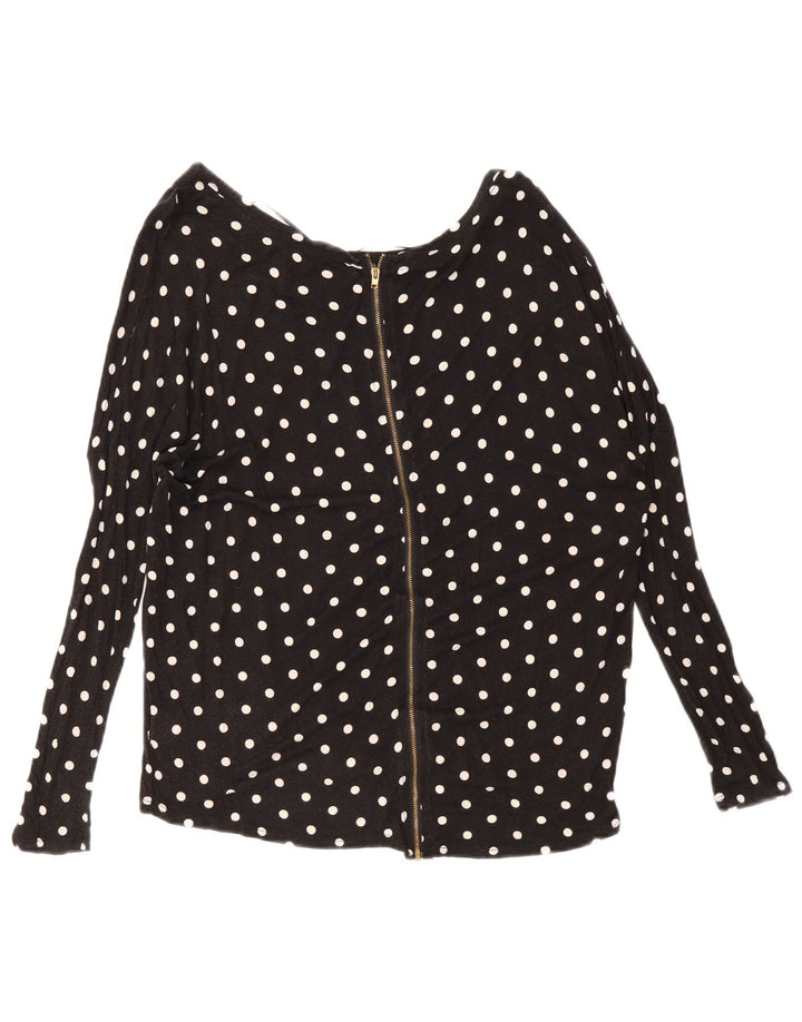 Zara Womens Oversized Cardigan Top UK 10 Small Black Polka Dot Viscose