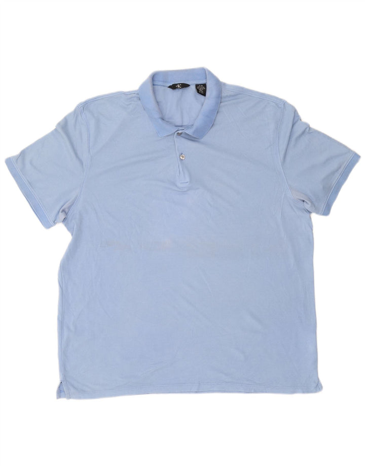 CALVIN KLEIN Mens Polo Shirt Large Blue Cotton