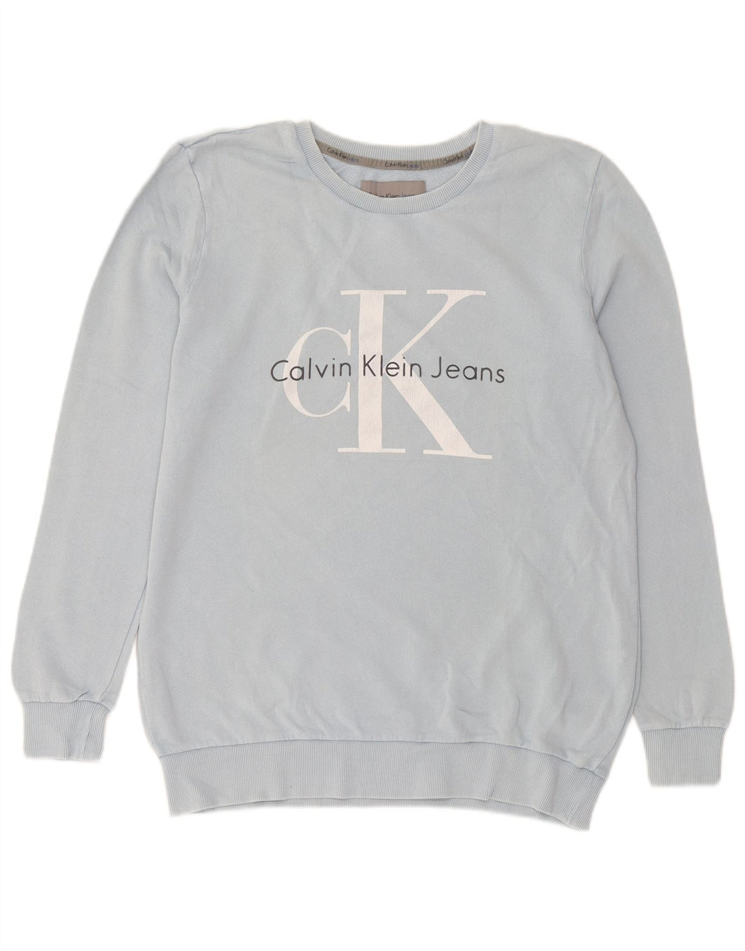 Calvin Klein Jeans Mens Graphic Sweatshirt Jumper Small Blue Cotton