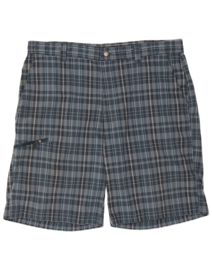 Pantaloni scurți cargo Columbia pentru bărbați, W40 XL, poliester cu carouri albastre