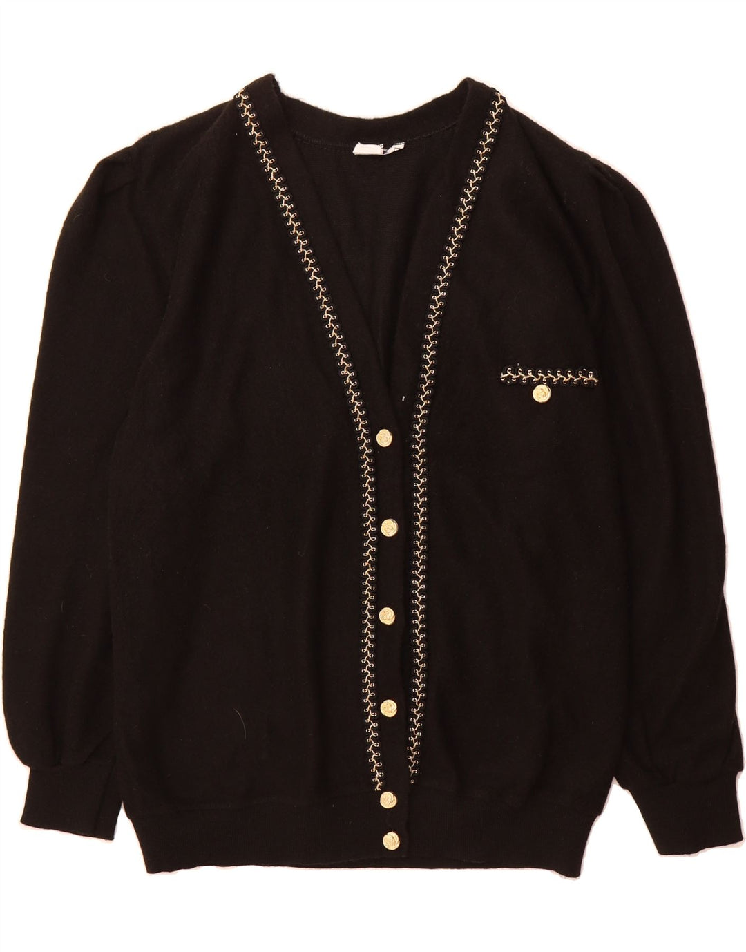 VINTAGE Womens Cardigan Sweater UK  16 Large Black Polyamide Vintage Vintage and Second-Hand Vintage from Messina Hembry 