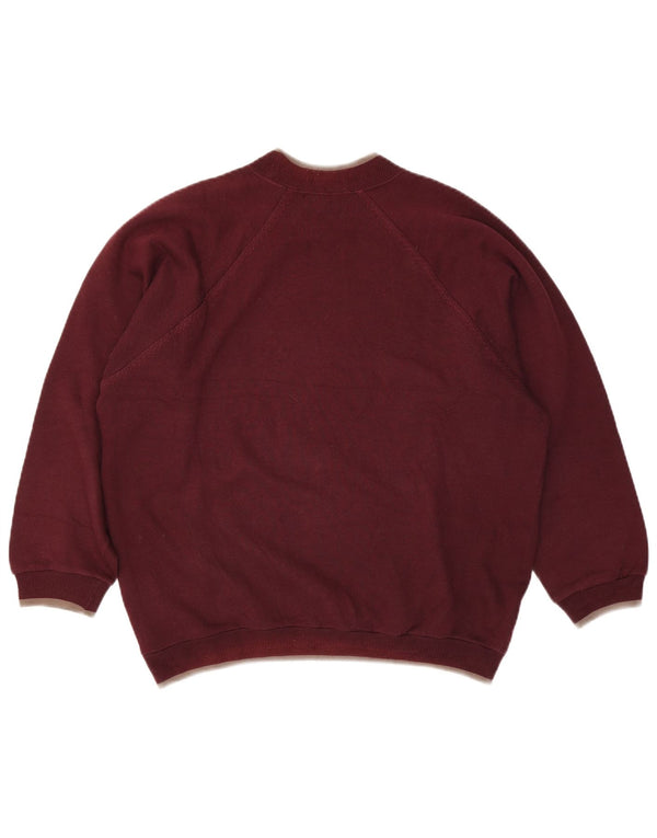 Vintage Mens Graphic Sweatshirt Jumper Large Burgundy Cotton