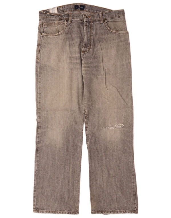 Marks & Spencer Mens Blue Harbour Straight Jeans W34 L29 Grey Cotton