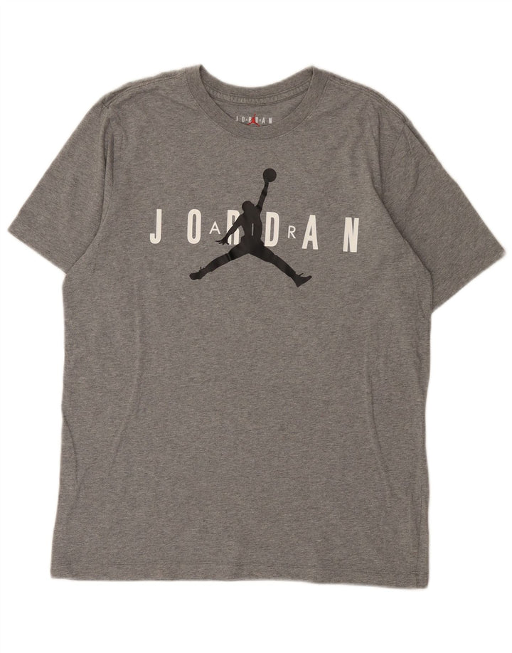 Jordan Mens Graphic T-Shirt Top Medium Grey Flecked Cotton