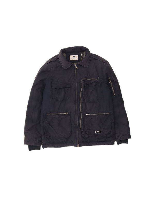 NORTH SAILS Mens Military Padded Jacket UK 40 Large Navy Blue Cotton