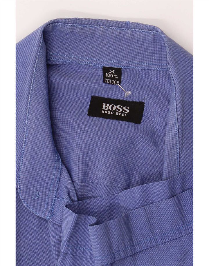Hugo Boss Mens Short Sleeve Regular Fit Shirt Medium Blue Cotton