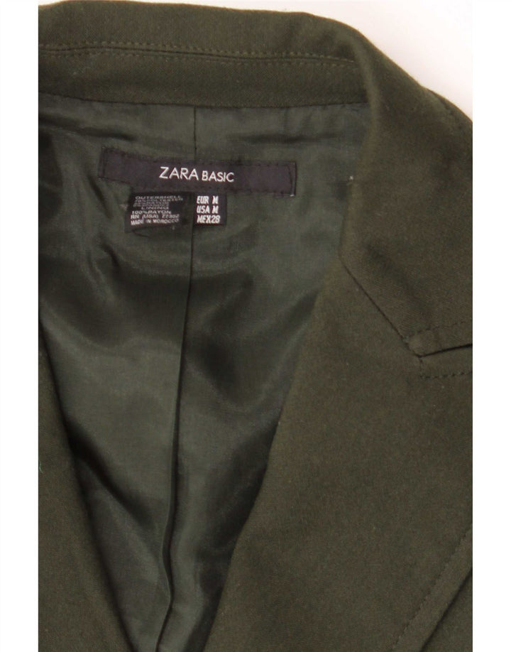 Jaqueta blazer feminina Zara com 2 botões Reino Unido 12 poliéster cáqui médio