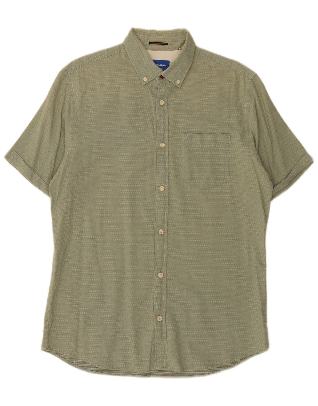Jack & Jones Chemise à Manches Courtes Homme Vert Moyen Taché