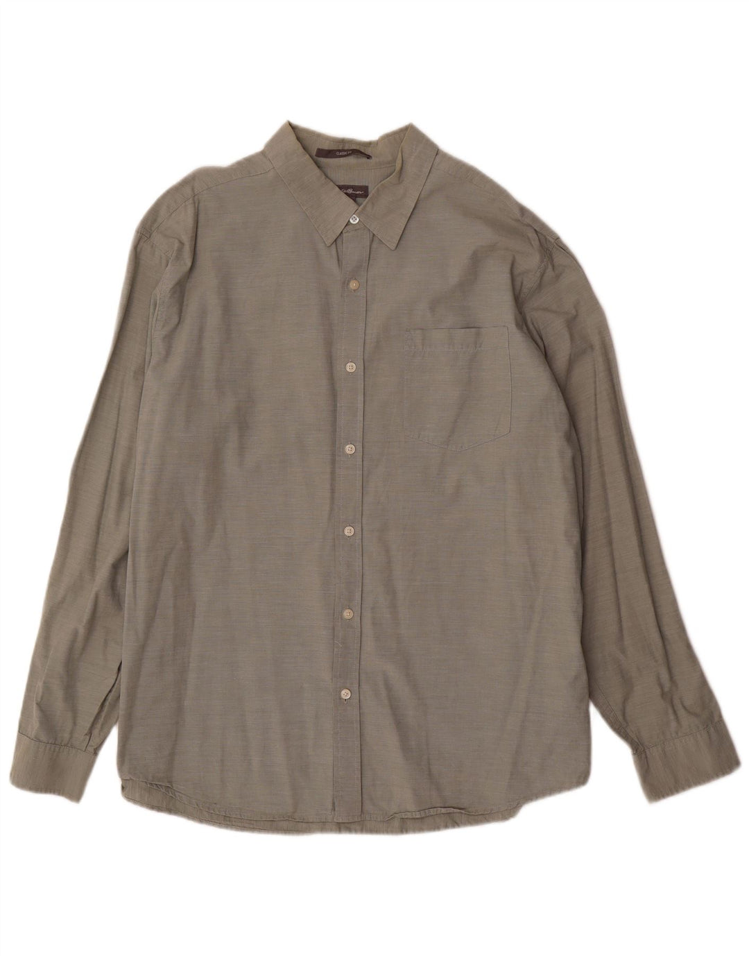 Eddie Bauer Mens Classic Fit Shirt XL Green Cotton