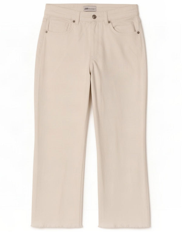 Zara Womens High Waist Cropped Jeans EU 40 Medium W30 L24 White