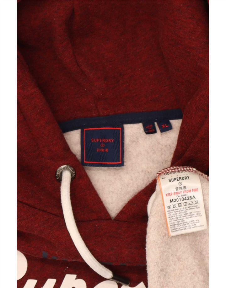 Superdry Mens Graphic Hoodie Jumper XL Maroon Polyester