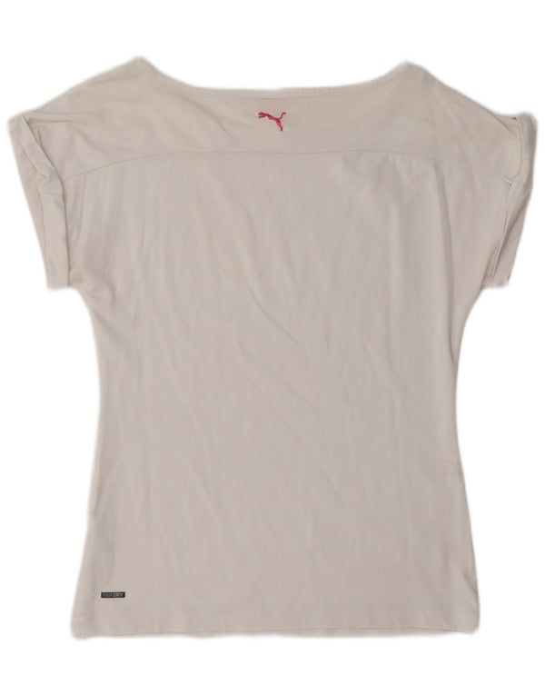 Puma Womens T-Shirt Top UK 12 Medium White Geometric Cotton