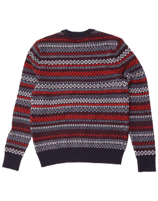 Męski sweter Gap z okrągłym dekoltem, mały, granatowy, z geometryczną wełną jagnięcą