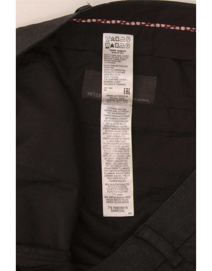 Marks & Spencer Mens Regular Fit Suit Trousers W38 L29 Grey Polyester