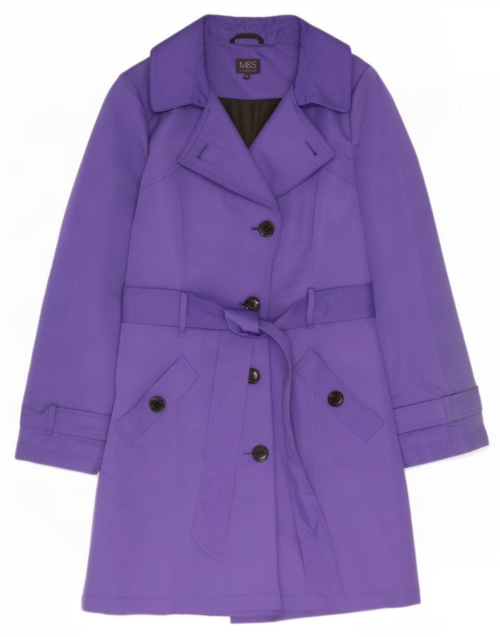 Casaco impermeável feminino Marks & Spencer Reino Unido 12 poliéster roxo médio