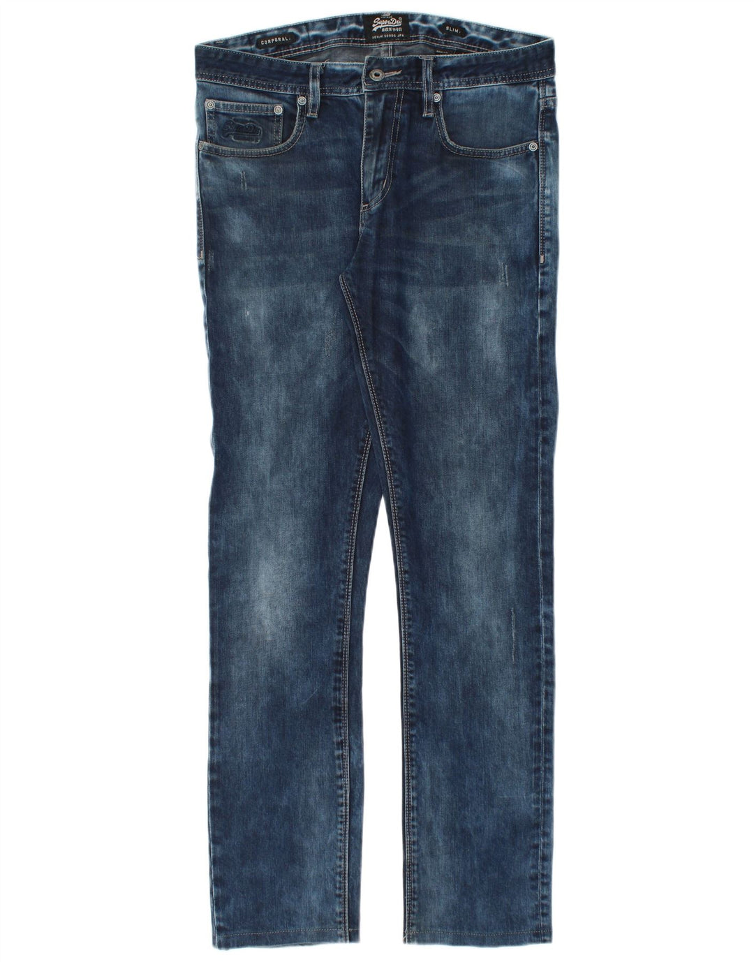 Superdry Mens Corporal Slim Jeans W32 L32 Blue Cotton