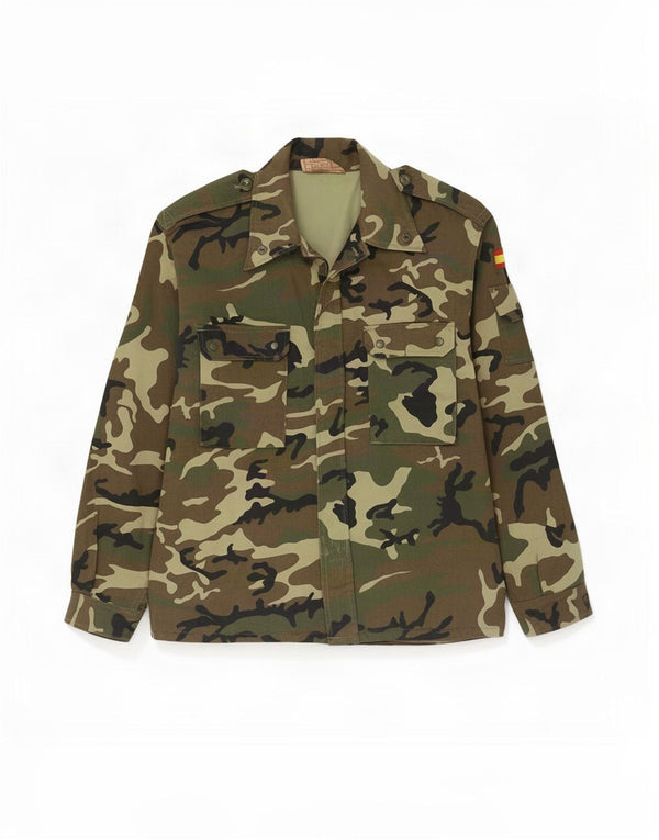 Chemise militaire vintage pour hommes XL Kaki Camouflage Coton