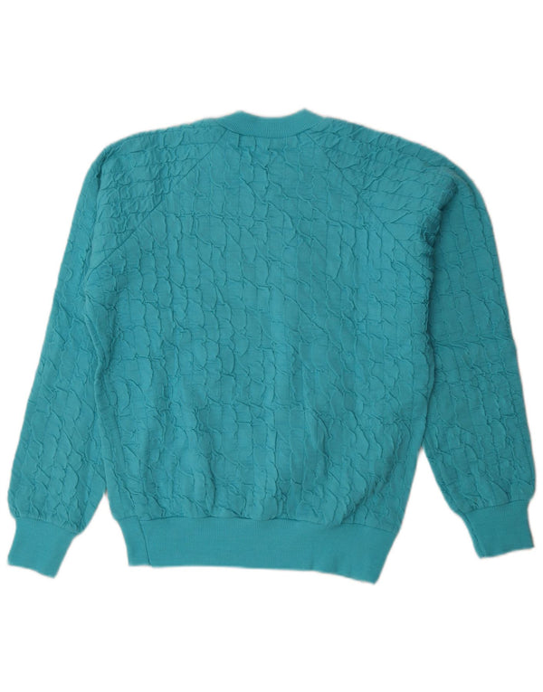 Felpa vintage da donna con collo con zip, maglione, UK 18 XL, turchese