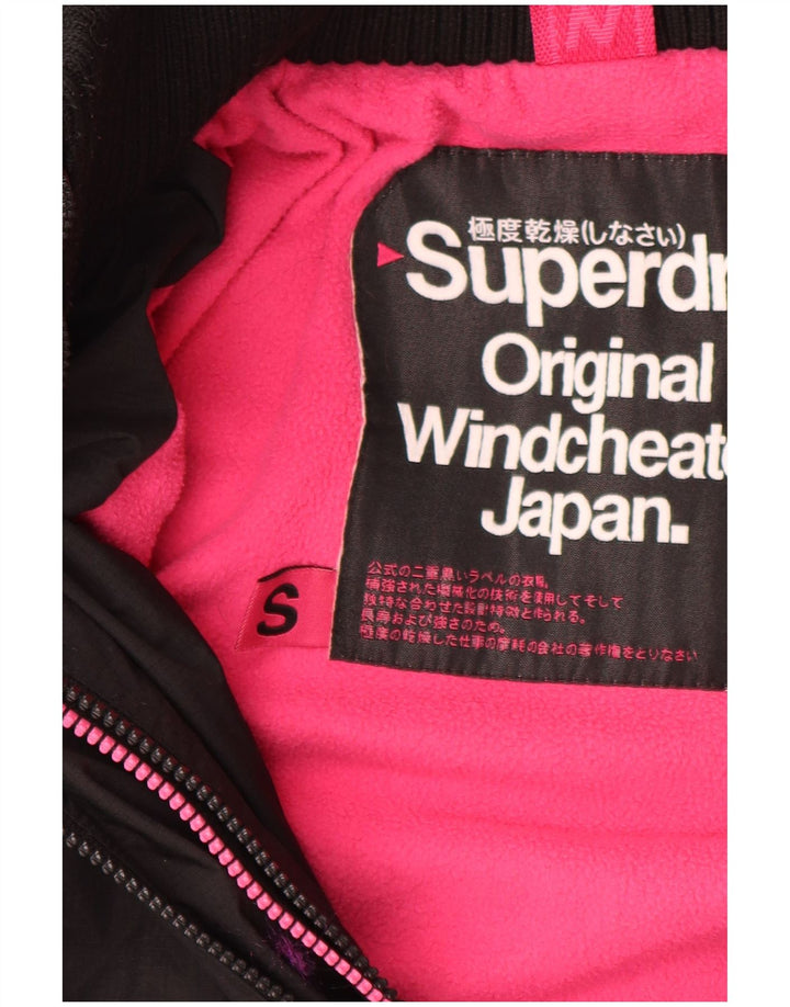 Superdry Womens Windcheater Hooded Windbreaker Jacket UK 10 Small Black