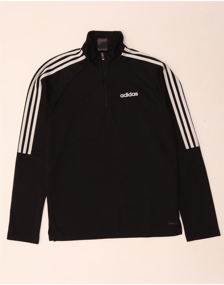 Adidas Mens Climalite Zip Neck Pullover Tracksuit Top Small Black Polyester