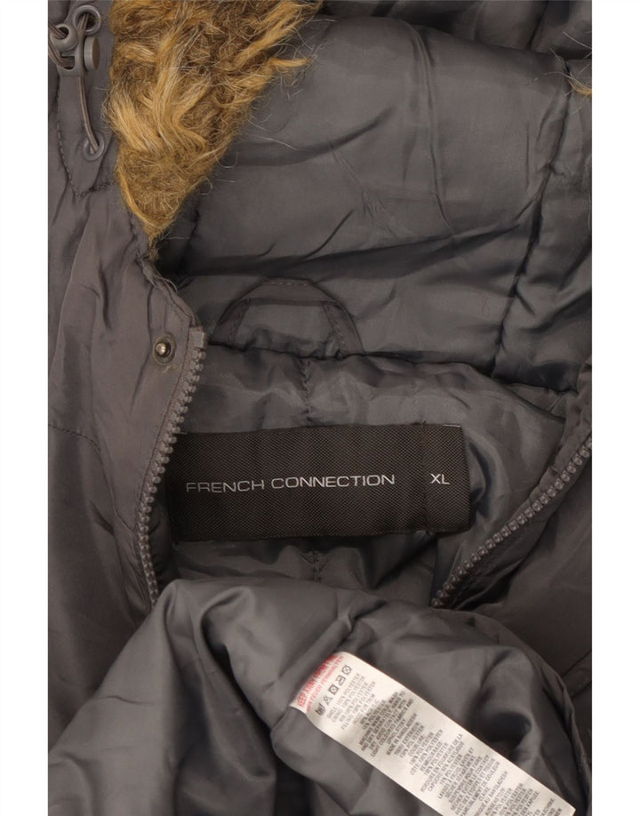 French Connection Mens Hooded Padded Coat UK 42 XL Grey Polyester