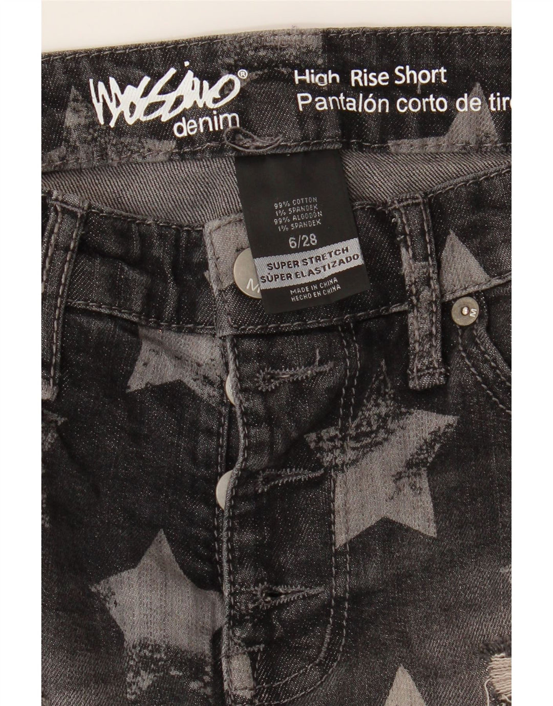 MOSSIMO Womens Distressed Denim Shorts US 6 Medium W28  Grey Geometric Vintage Mossimo and Second-Hand Mossimo from Messina Hembry 