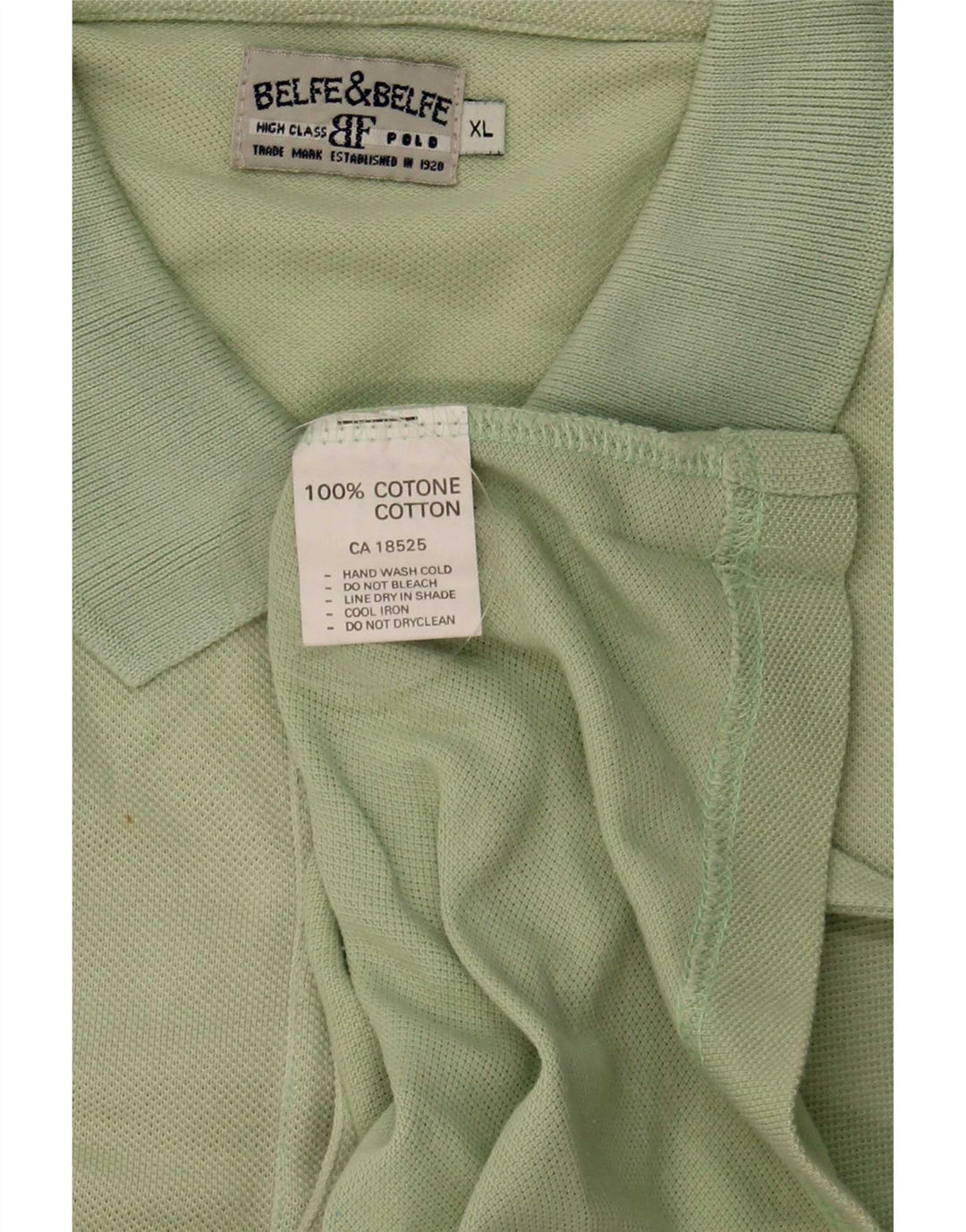 Belfe & Belfe Mens Polo Shirt XL Green Cotton