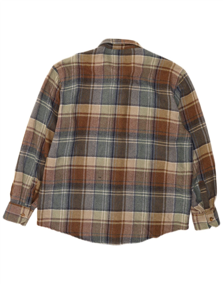 Vintage męska koszula flanelowa XL wielobarwna kratka, poliakryl