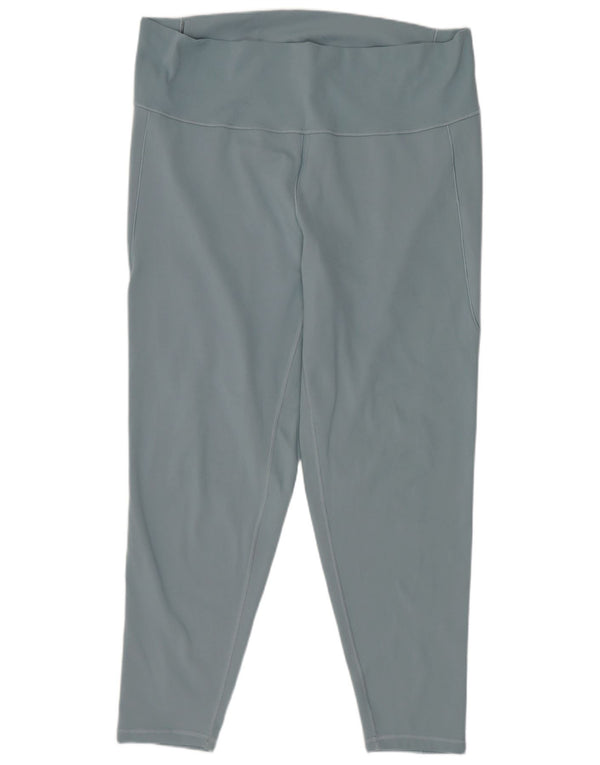 Adidas Damen Crop Leggings UK 24/26 2XL W36 L25 Blau Polyester