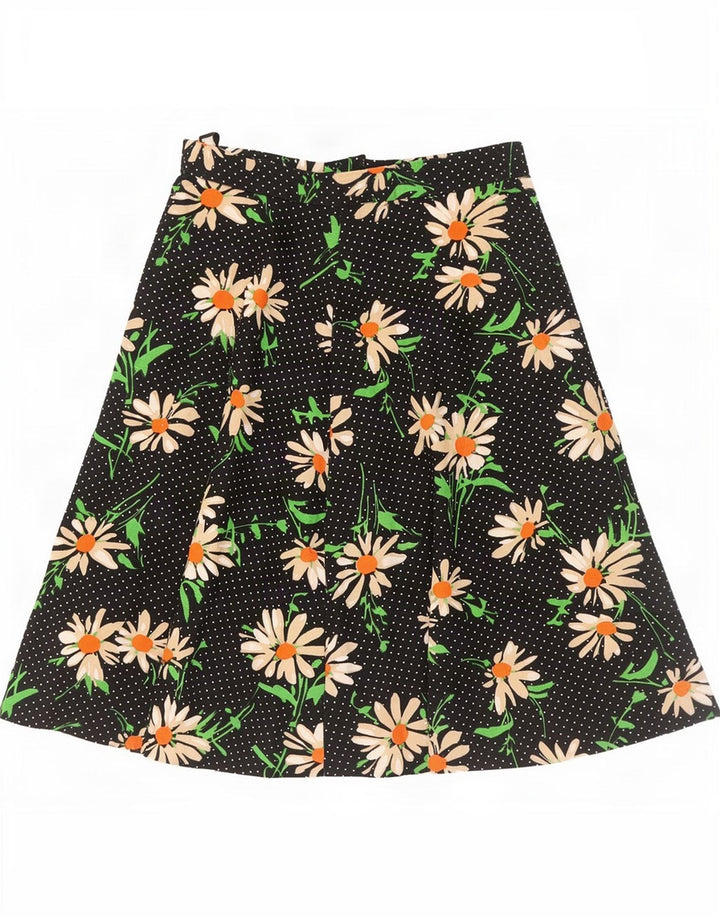 Vintage Womens A-Line Skirt IT 42 Medium W28 Black Floral
