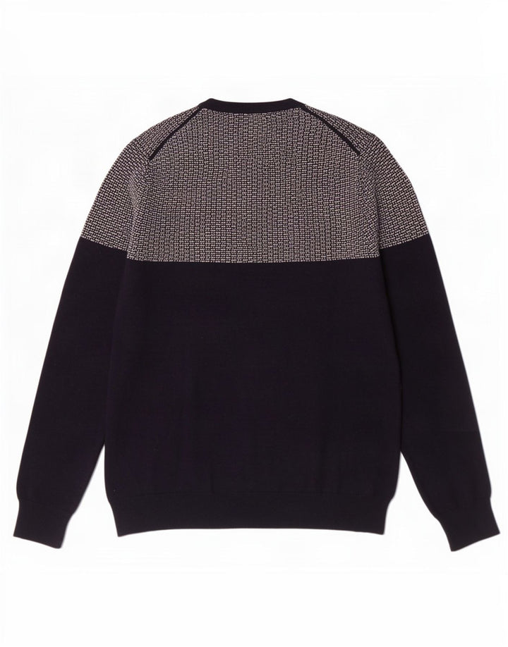 White Stuff Mens Crew Neck Jumper Sweater Large Navy Blue Colourblock