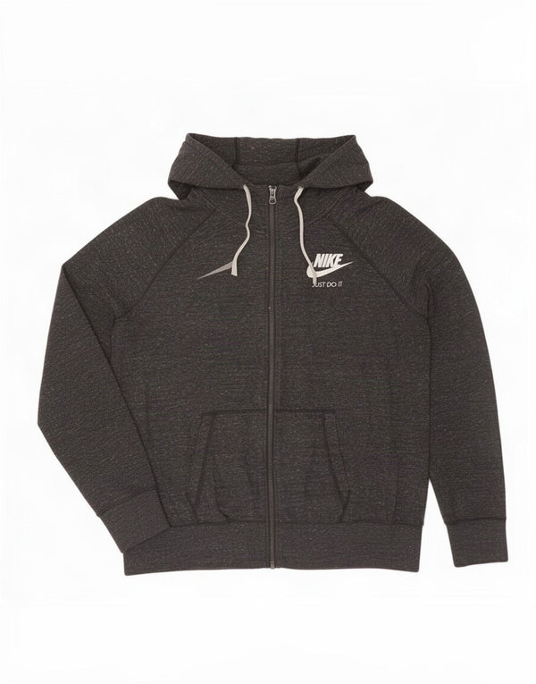 Felpa con cappuccio e zip da donna Nike UK 18 XL cotone screziato grigio