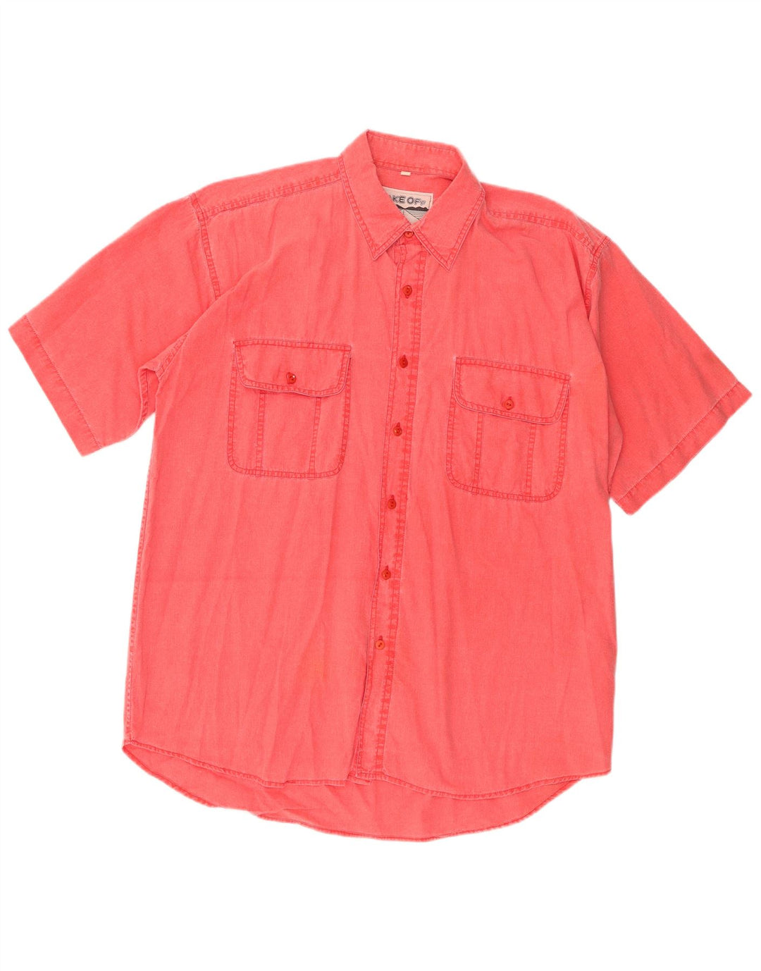 Vintage Mens Relaxed Fit Shirt Large Pink Cotton