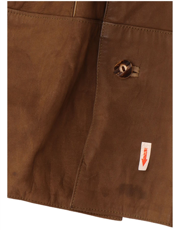 Chaqueta de cuero vintage para hombre IT 50 marrón grande
