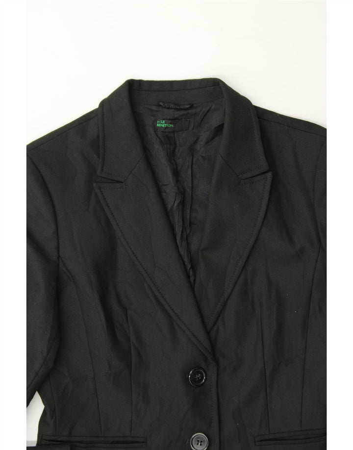 BENETTON Womens 2 Button Blazer Jacket IT 44 Medium Black Polyester Vintage Benetton and Second-Hand Benetton from Messina Hembry 